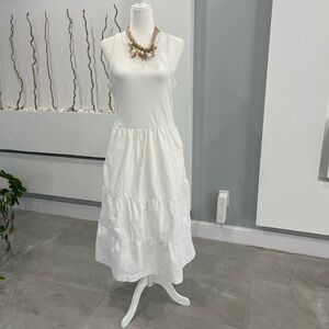 Maurices White Halter Tiered Midi Dress